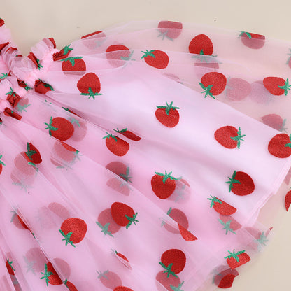 Berry First Birthday Dress, Birthday Strawberry Dress Bubble, Sweet One Dress, Strawberry Theme, Pink Gingham, Summer Outfit, Berry Dress