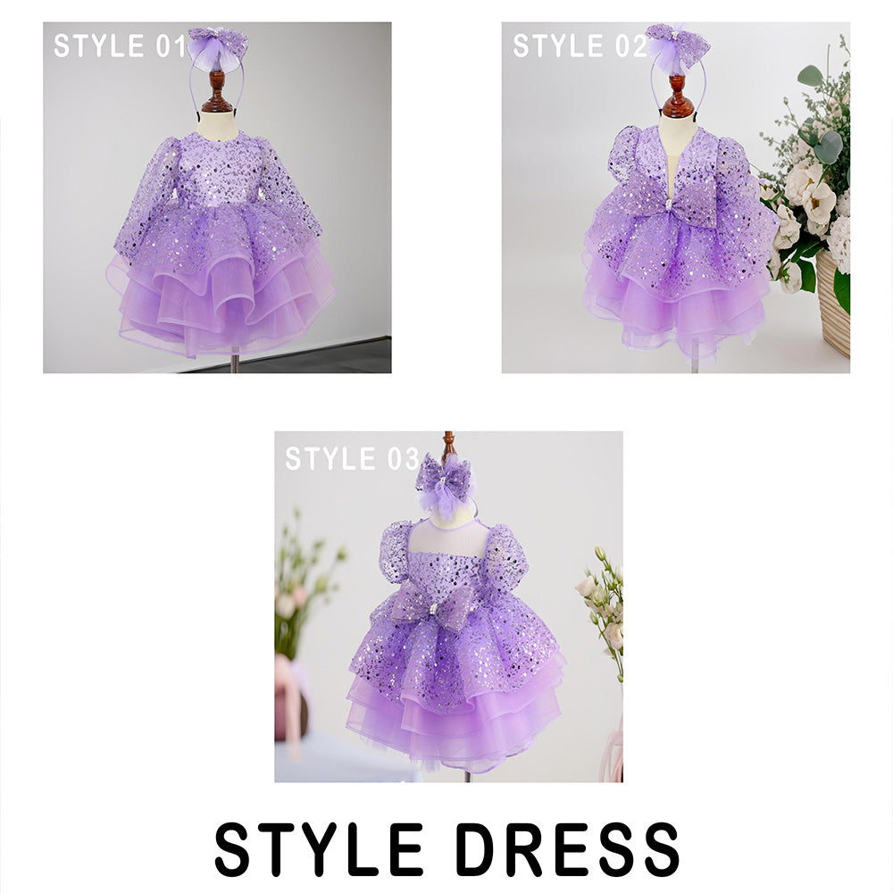 White Sequined Baby Puffy Dress, Toddler Girl Birthday Tutu Baby Girl Dress