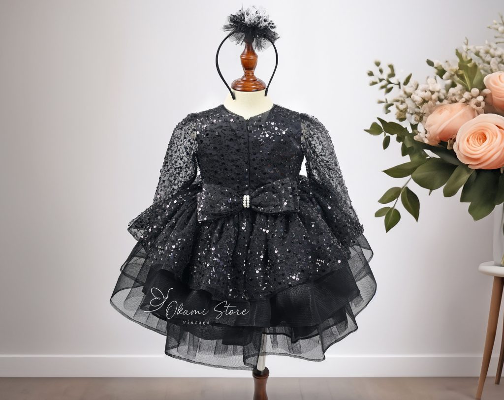 Black Flower Girl Dress